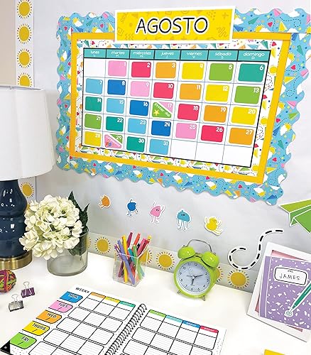 Miniatura 2 de Carson Dellosa Happy Place - Juego de calendario español de 139 piezas, recortes de tablón de anuncios con calendario mensual español, tabla de días