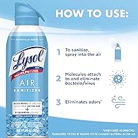 Vista 29 de Lysol Paquete que contiene 2 aerosoles desinfectantes Lysol para superficies duras y suaves, lino crujiente, 19 onzas líquidas + Lysol Air Sanitizer
