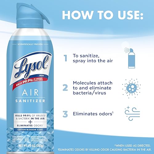 Miniatura 5 de Lysol Spray desinfectante de aire con eliminador de olores para el hogar y la oficina, aerosol desinfectante, alternativa a ambientador, aroma de