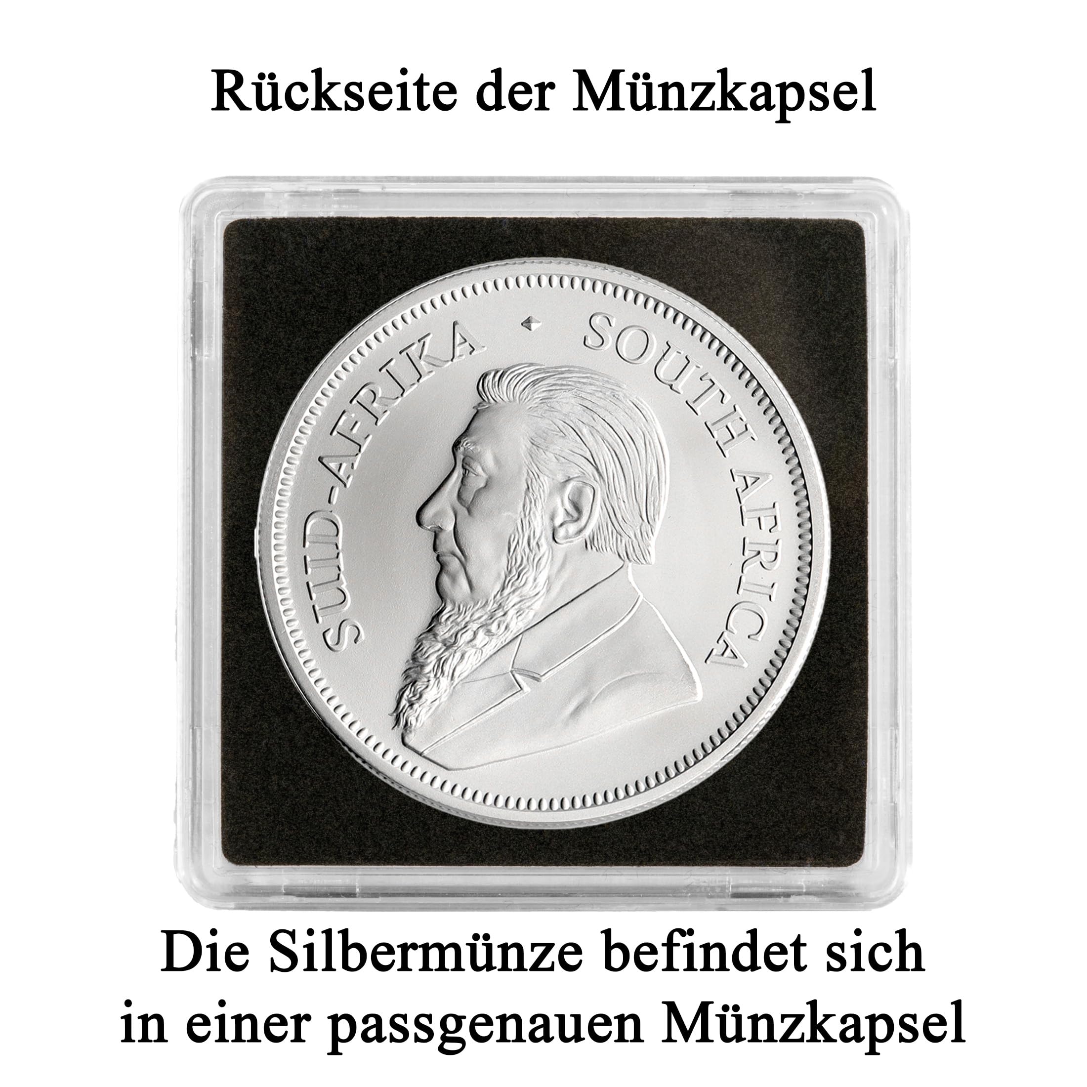 Silbermünze 1 oz Krügerrand | Aktueller Jahrgang | Feinsilber 999 | In Münzkapsel & schwarzem Etui | Inkl. Grußkarte und Echtheitsgarantie | Geschenk & Sammlermünze
