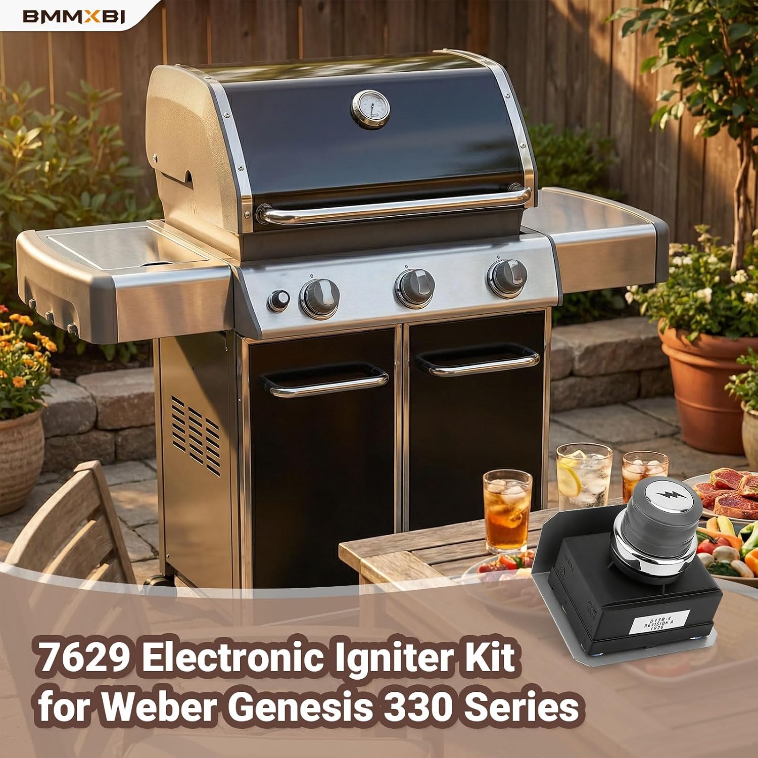 1836-13 Electronic Igniter Kit 7629 for Weber Genesis 300 E-310 E-320 E-330 S-310 S-330 Gas Grills(2011-2016 Model Years),Professional Grill Ignitor Replacement for Weber Genesis Grill Parts