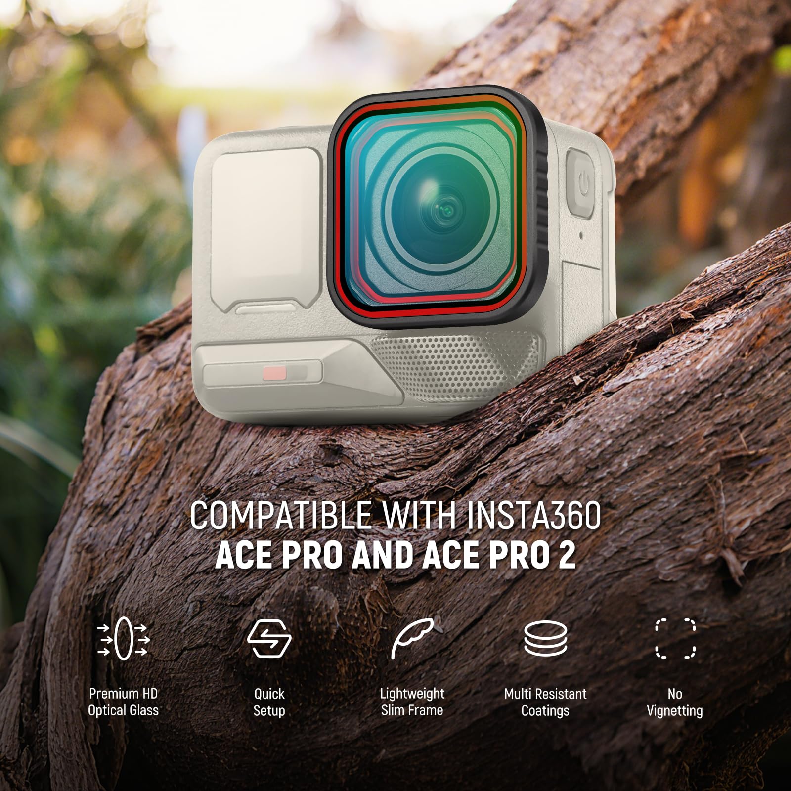 NEEWER FL-C29 zestaw filtrów ND kompatybilny z Insta 360 Ace Pro Insta360 Ace Pro 2, regulowany CPL + UV + dyfuzja czarnej mgły 1/4 + ND16, szkło optyczne HD, zestaw akcesoriów do kamer sportowych, 4