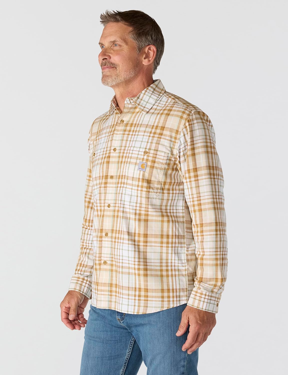 Carhartt Men’s Rugged Flex Relaxed Fit Lightweight Long-Sleeve Plaid Shirt - Image 2