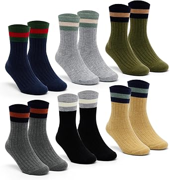 Boys Wool Socks Kids Winter Warm Socks Thicken Thermal Crew Socks for Boys 6 Pack