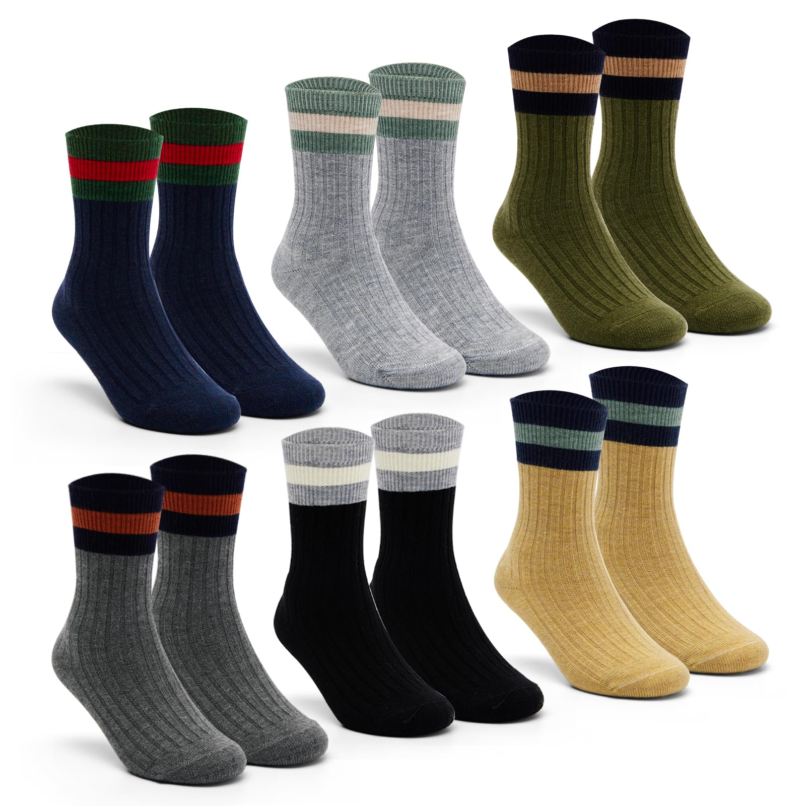 Calcetines de lana para niños, calcetines cálidos de invierno para niños, calcetines térmicos gruesos para niños, paquete de 6