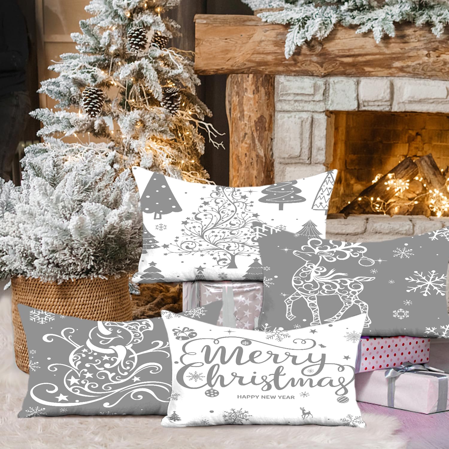 Funda De Cojín Con Dibujo De Muñeco De Nieve, Funda De Almohada