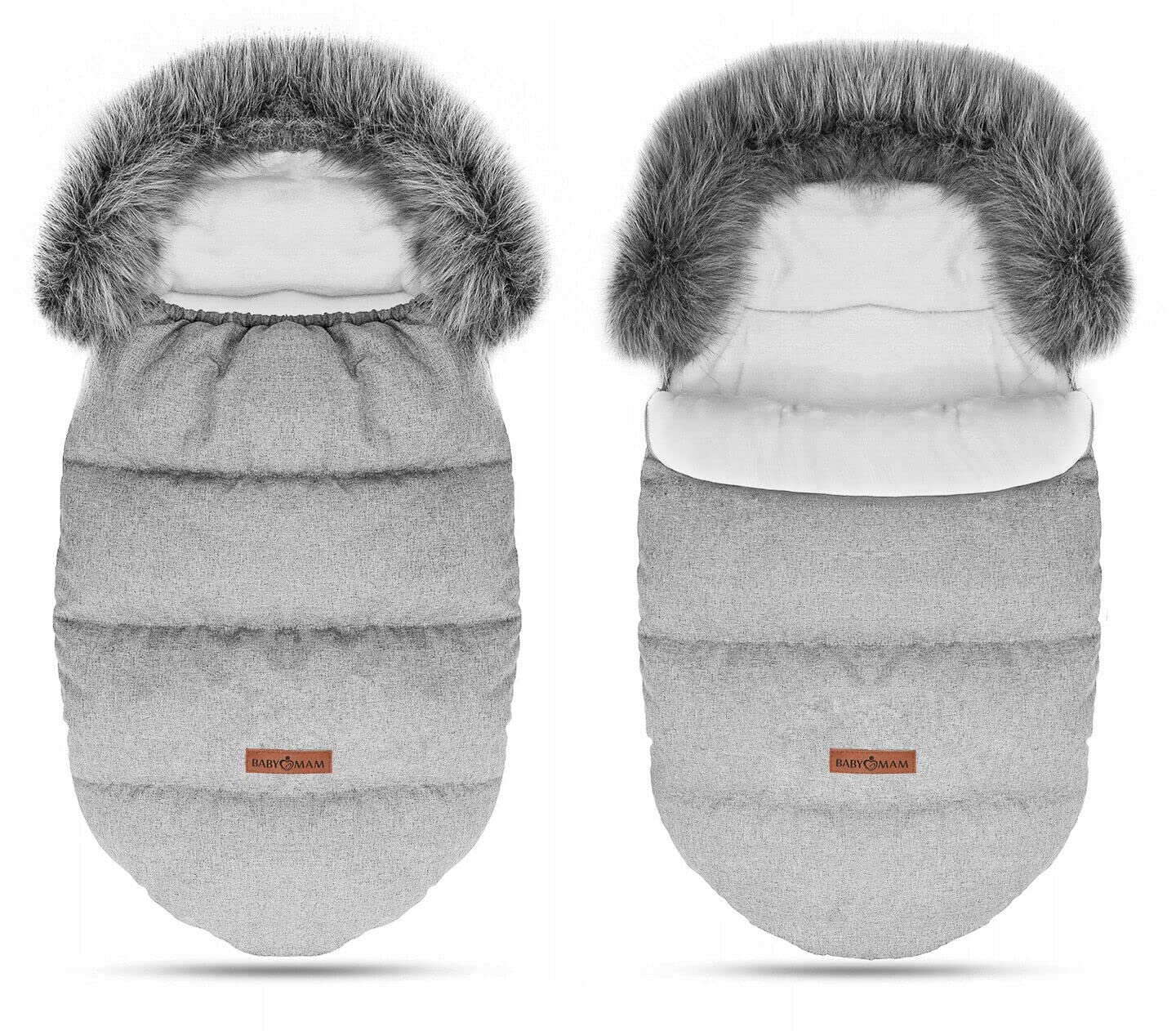 BABYMAM Baby Footmuff Collar Stroller Pushchair Husky Warmth for Cozy and Comfortable (Light Grey/Grey)