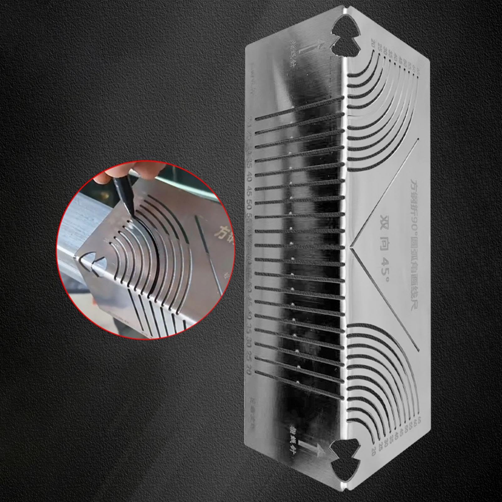 Strumento di marcatura Anglearc, angolo di precisione e, righello parallelo in acciaio inox, strumento di costruzione, righello parallelo, righello pieghevole a 90 gradi,