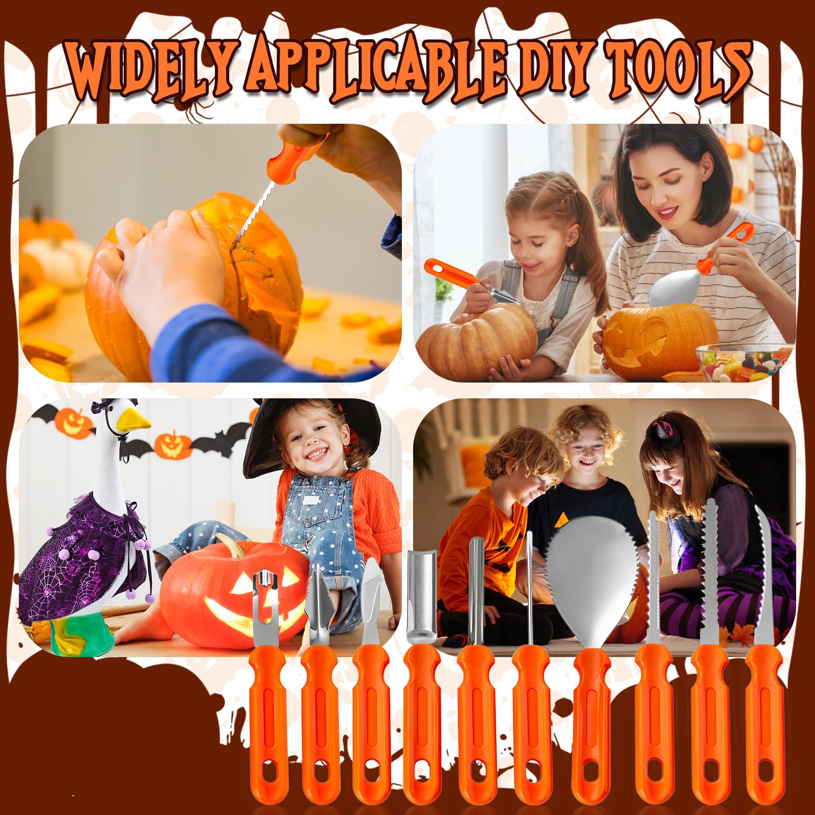Kit De Tallado De Calabaza,Acero Inoxidable Kit De Tallado De Calabaza,Tallado De Calabaza De Halloween,Herramientas Profesionales De Acero Inoxidable Resistentes Con Funda De Transporte