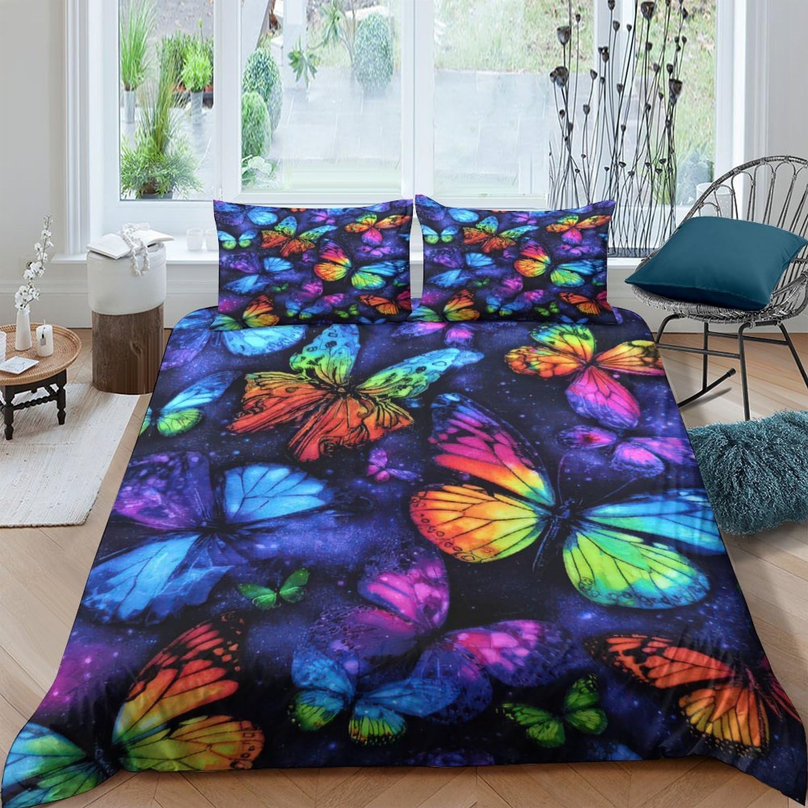 3D Printed Butterfly Quilt Cover, Microfiber Duvet Cover Hidden Zipper for