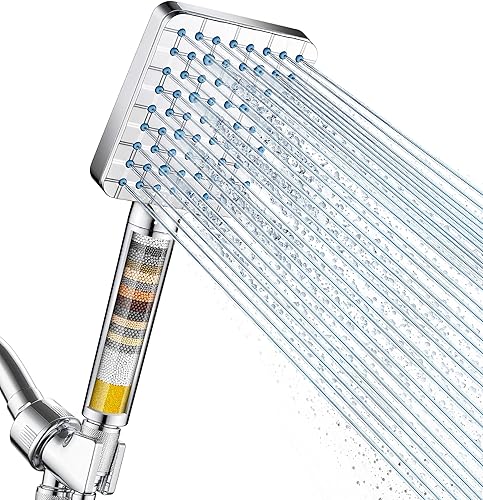 Miniatura 20 de Cabezal de ducha filtrado de Cobbe con mango, cabezal de ducha de alta presión con 6 modos de pulverización con filtros, cuentas de filtros Mate
