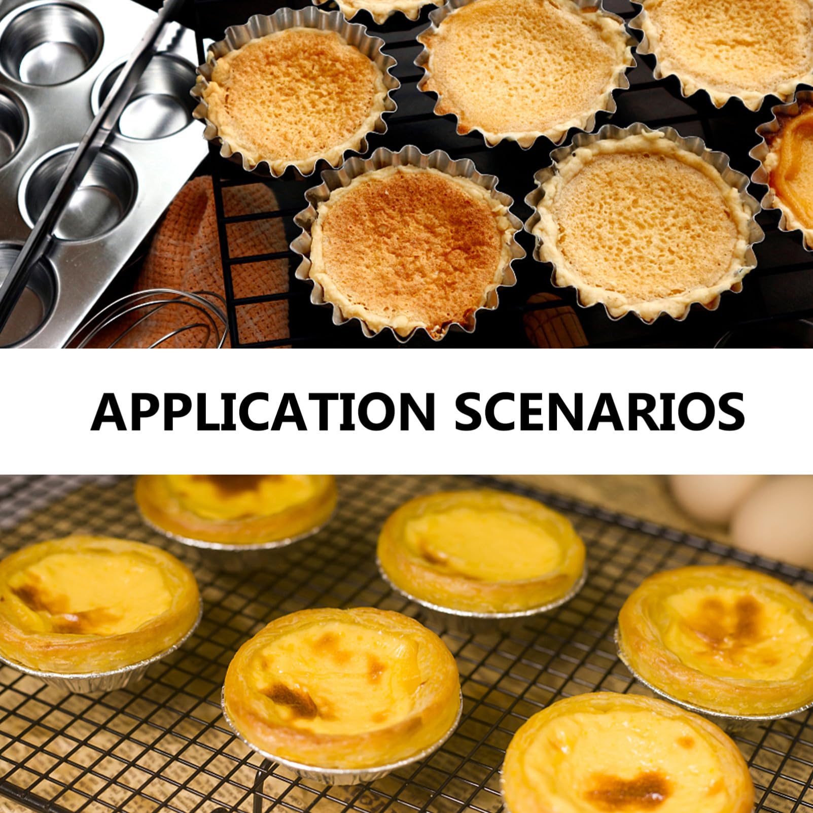 INOOMP 50piezas Moldes Para Tartaletas De Huevo Reutilizables De Acero Inoxidable Para Hornear Tartaletas Brioche y Pudines Caseros Cocina
