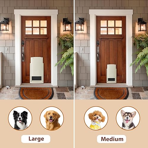 Miniatura 7 de mestyl Puerta para perro para pared, puerta de mascotas, puerta para perro con túnel telescópico, solapas magnéticas dobles y paneles de bloqueo