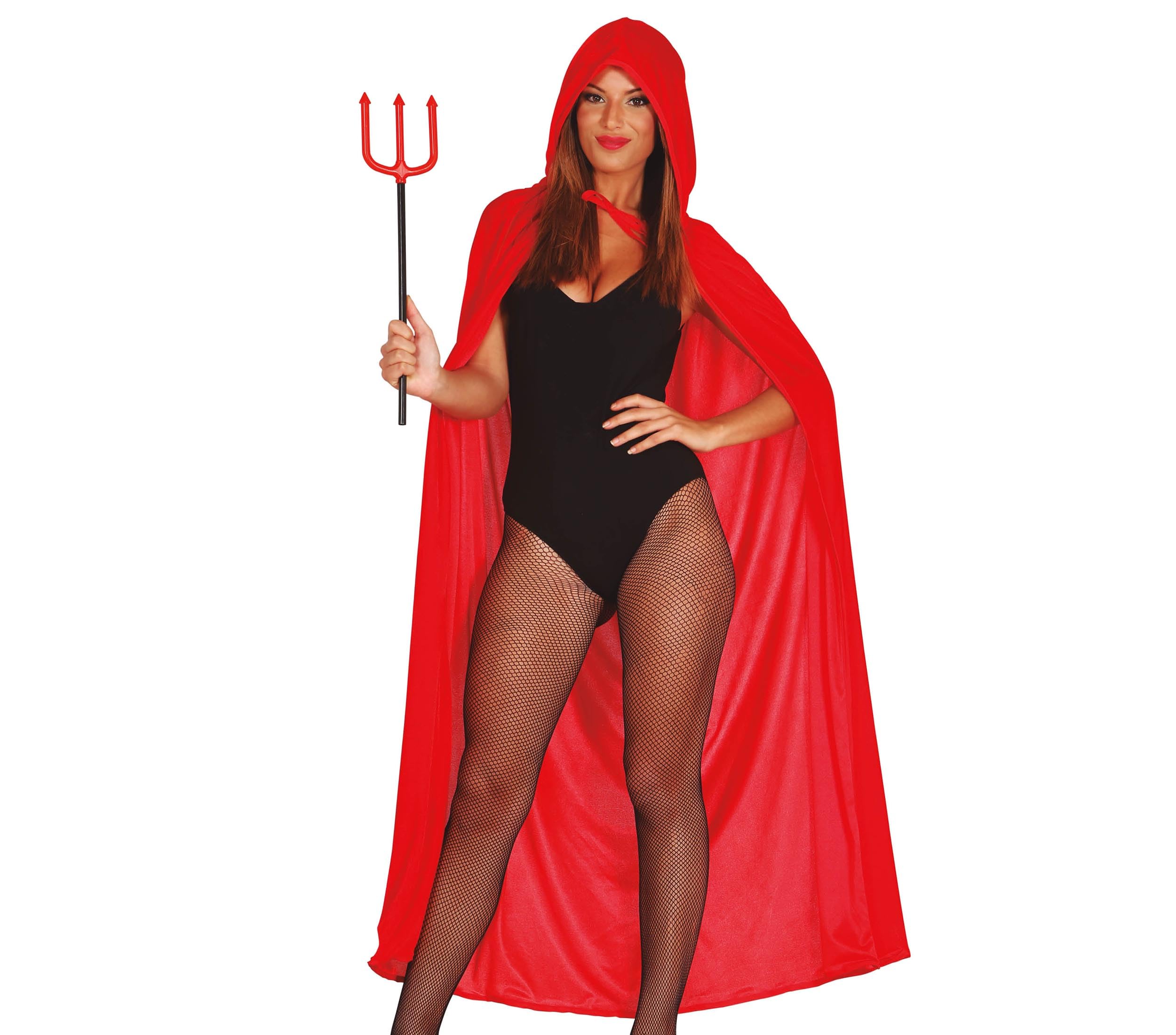 Fiestas Guirca GUI18634 Red Velvet Cape with Hood 130 cm