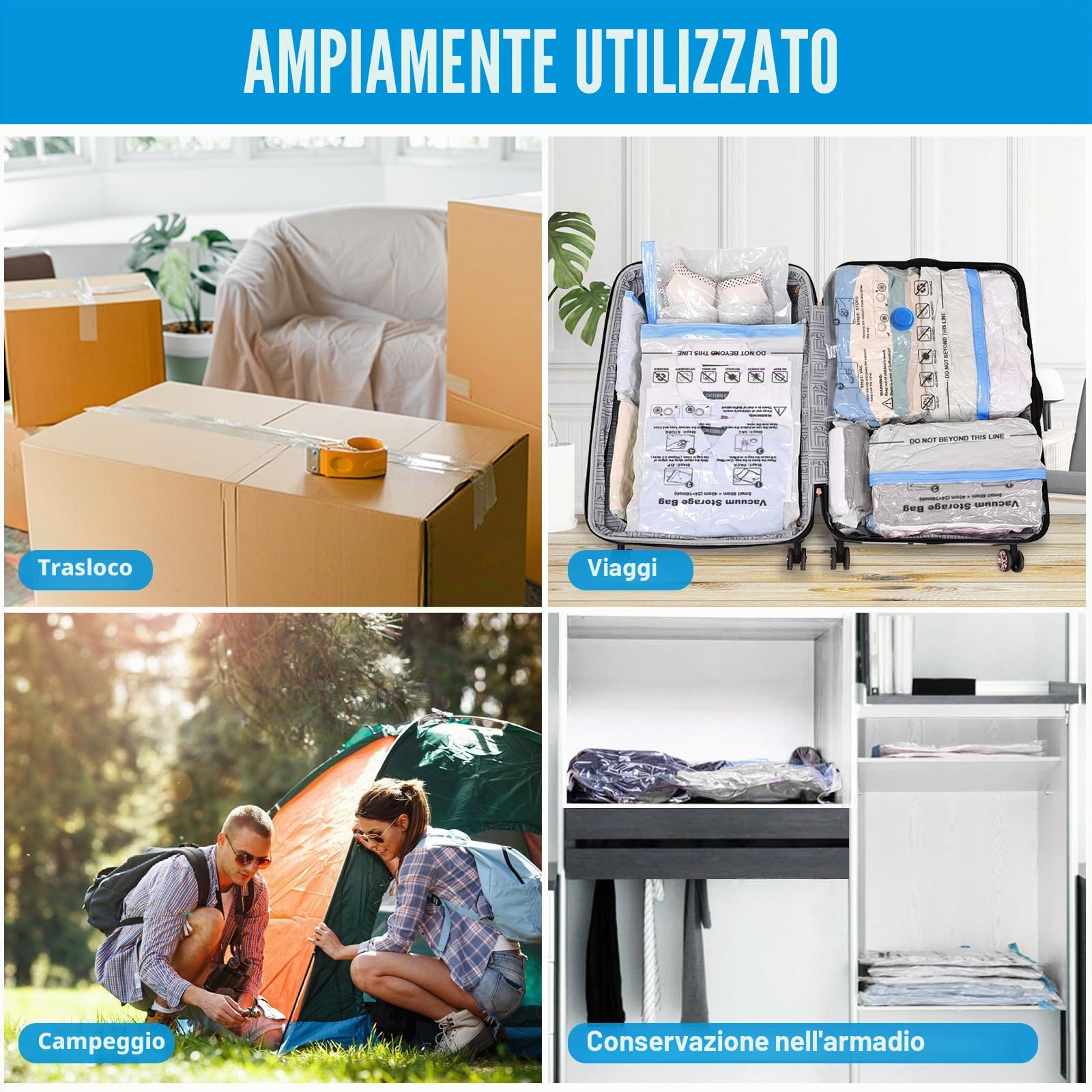 BoxLegend 25 Pezzi Sacchetti Sottovuoto Vestiti, Sacchi Sottovuoto 2 Jumbo + 3 Extra Grandi + 7 Grandi + 7 Medi + 6 Piccoli Sacchetti Salvaspazio Perfetti per Viaggi e Conservazione Piumoni Buste