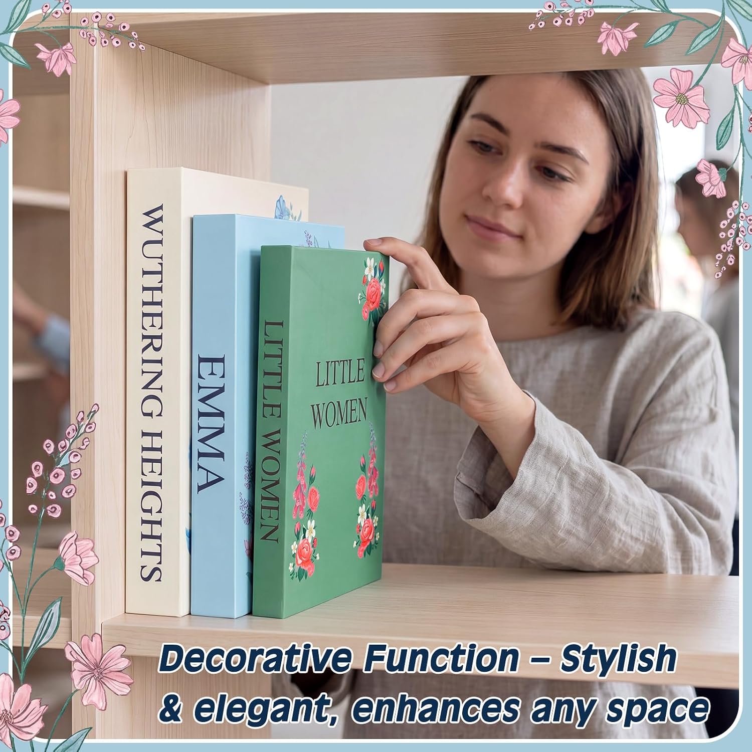 3 Pcs Fake Book Storage Box Decorative Book Boxes with Hidden Storage Cardboard Hollow Box Stacked Fake Boxes Decor for Bookshelf Table Mantel Hidden Jewelry Keys Display
