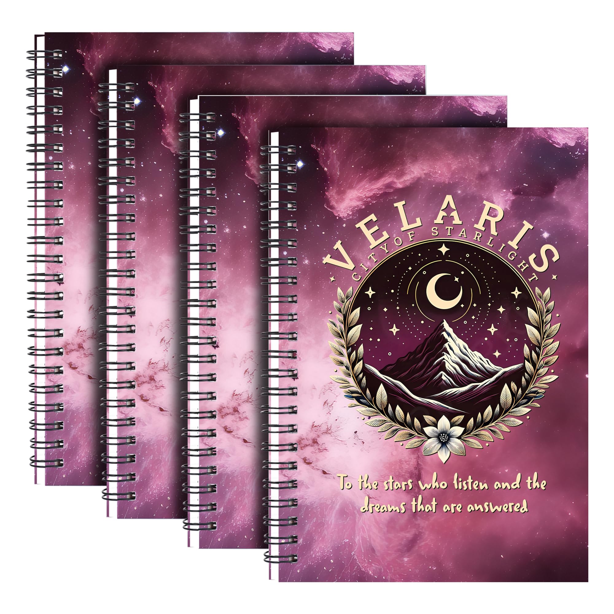 WHLBHG Velaris City of Starlight Gift Velaris Acotar 2Pcs Spiral Notebook Acotar Gifts For Women Acotar Fans Gift Velaris book journal for book lovers(Spiral- 4pcs Velaris Pink)