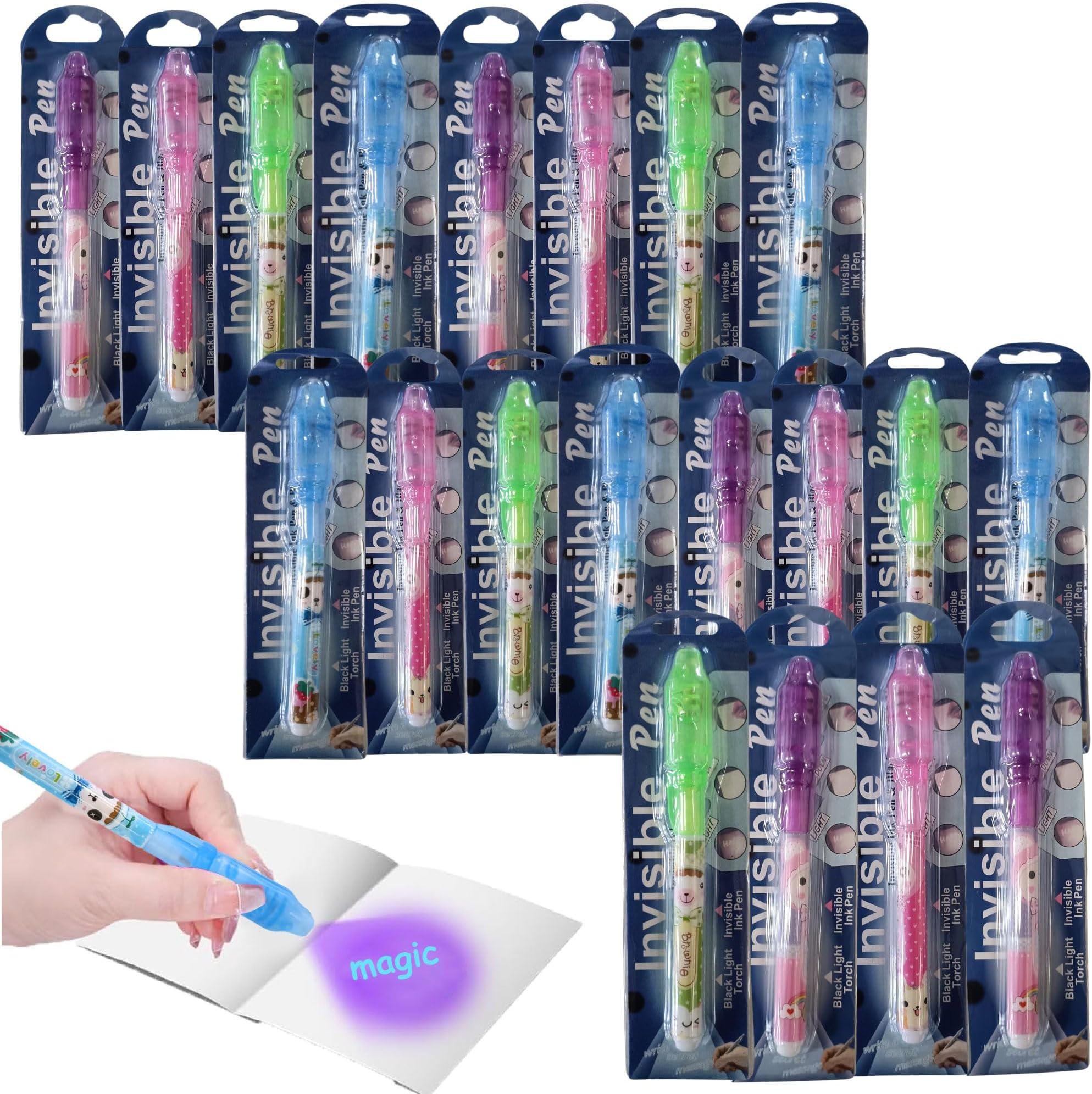 Birthday Popper 20 Pcs Invisible Ink Magic Pen with UV Light as Birthday Return Gifts or Kids | Fun Magic Toy