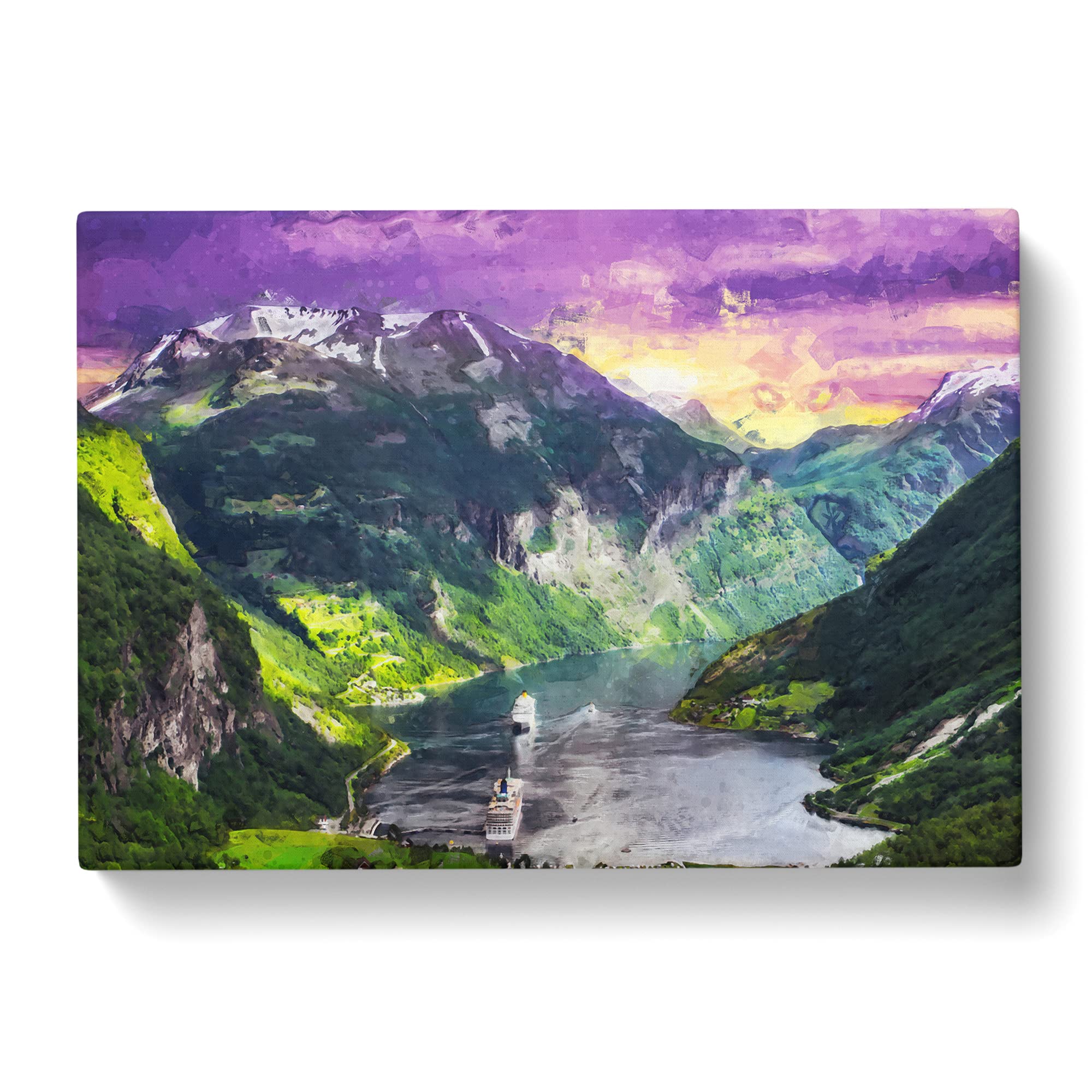 Cruise Ships Passing By Norway Canvas Print, Mixed, 25L x 50W cm - Image 3