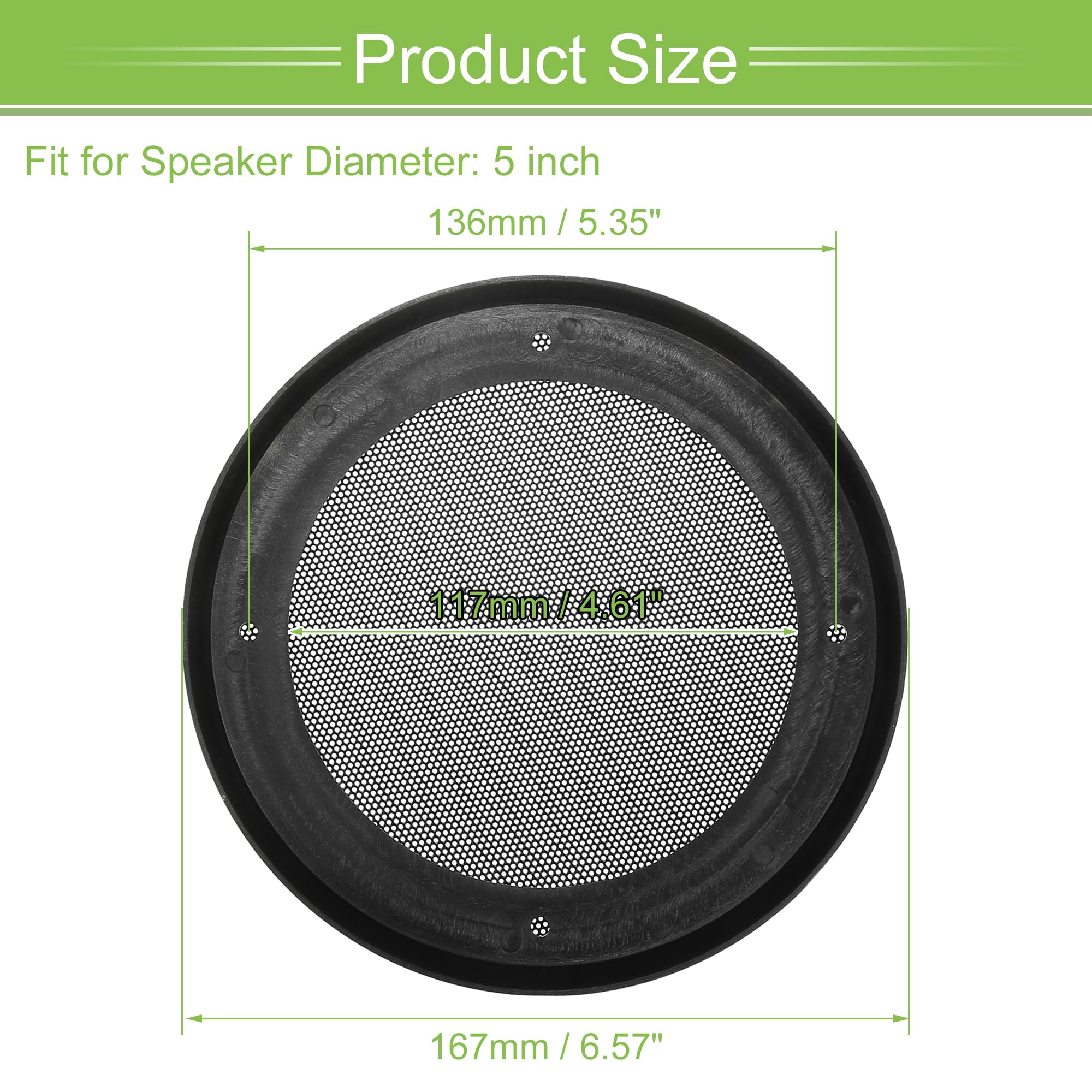 QUARKZMAN Griglie Copri Altoparlanti Auto Universali da 3 pollici in Rete metallico Tonda, Protezione per Altoparlante per Audio Subwoofer, Custodia in Ferro Placcato Argento e Bianco - 1 pz