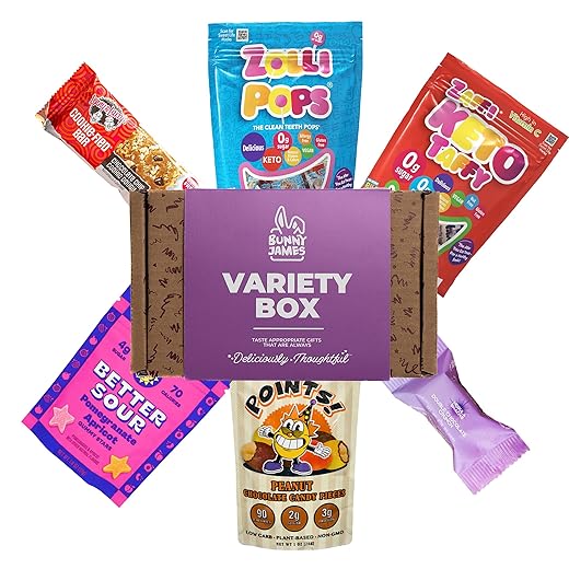 Healthy Vegan Candy Gift Box - Mix Of Sour and Sweet Vegan Candy Great Vegan Gift Basket Alternative, Amazing Gifts For Her and College Student Gift Care Package - Great Christmas Food Gift