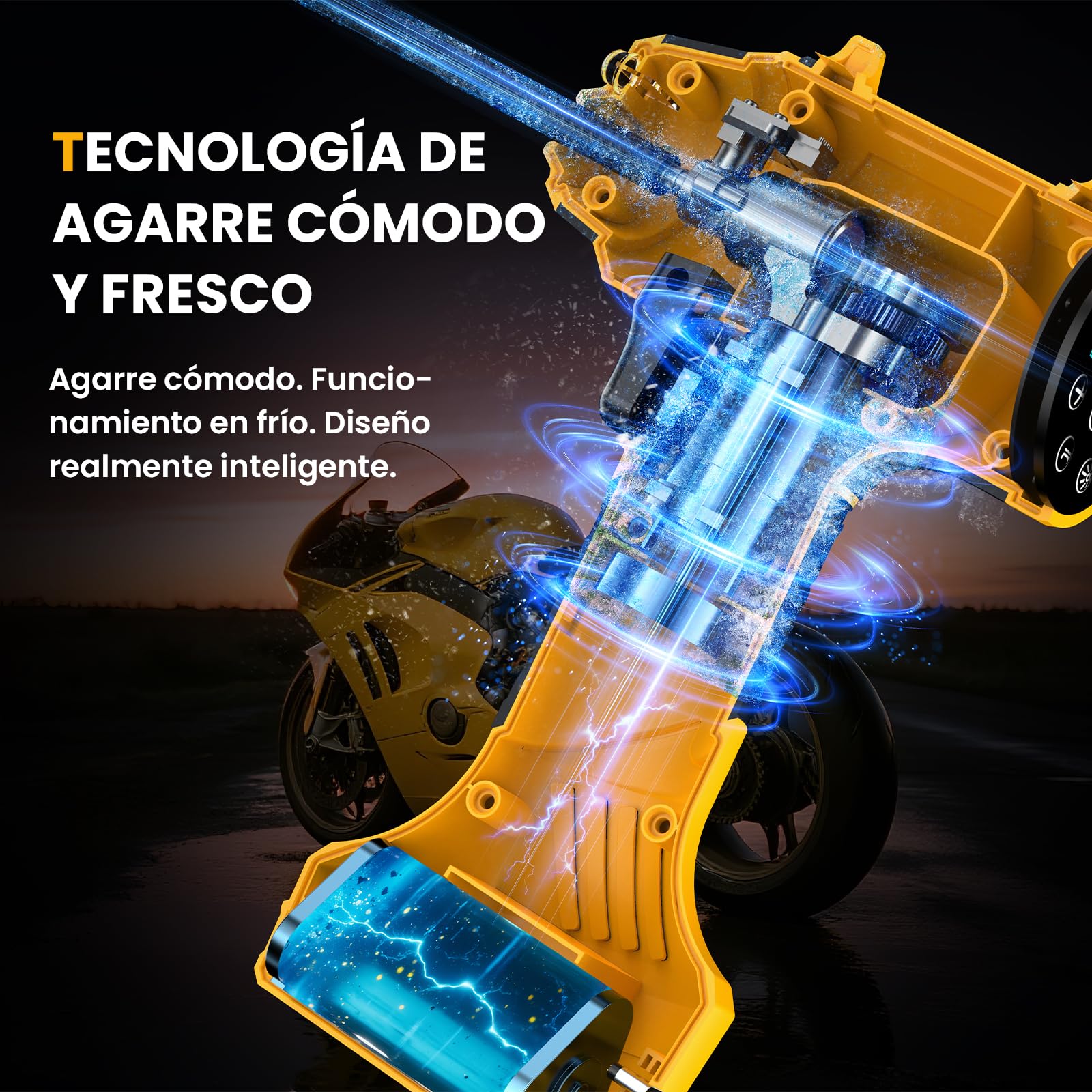 Ipflin Inflador Ruedas Coche 150PSI - 22L/min Compresor Aire Portátil Recargable, Inflador Eléctrico Inalámbrico con Pantalla Digital y Luz LED, 4 Modos Preestablecidos para Coche/Bicicleta/Moto/Balón — view 5