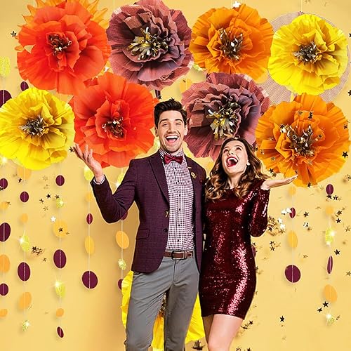 Miniatura 2 de Decoraciones de fiesta de cumpleaños de otoñoDecoraciones de Acción de GraciasGranate, naranja, amarillo, decoración de despedida de soltera de