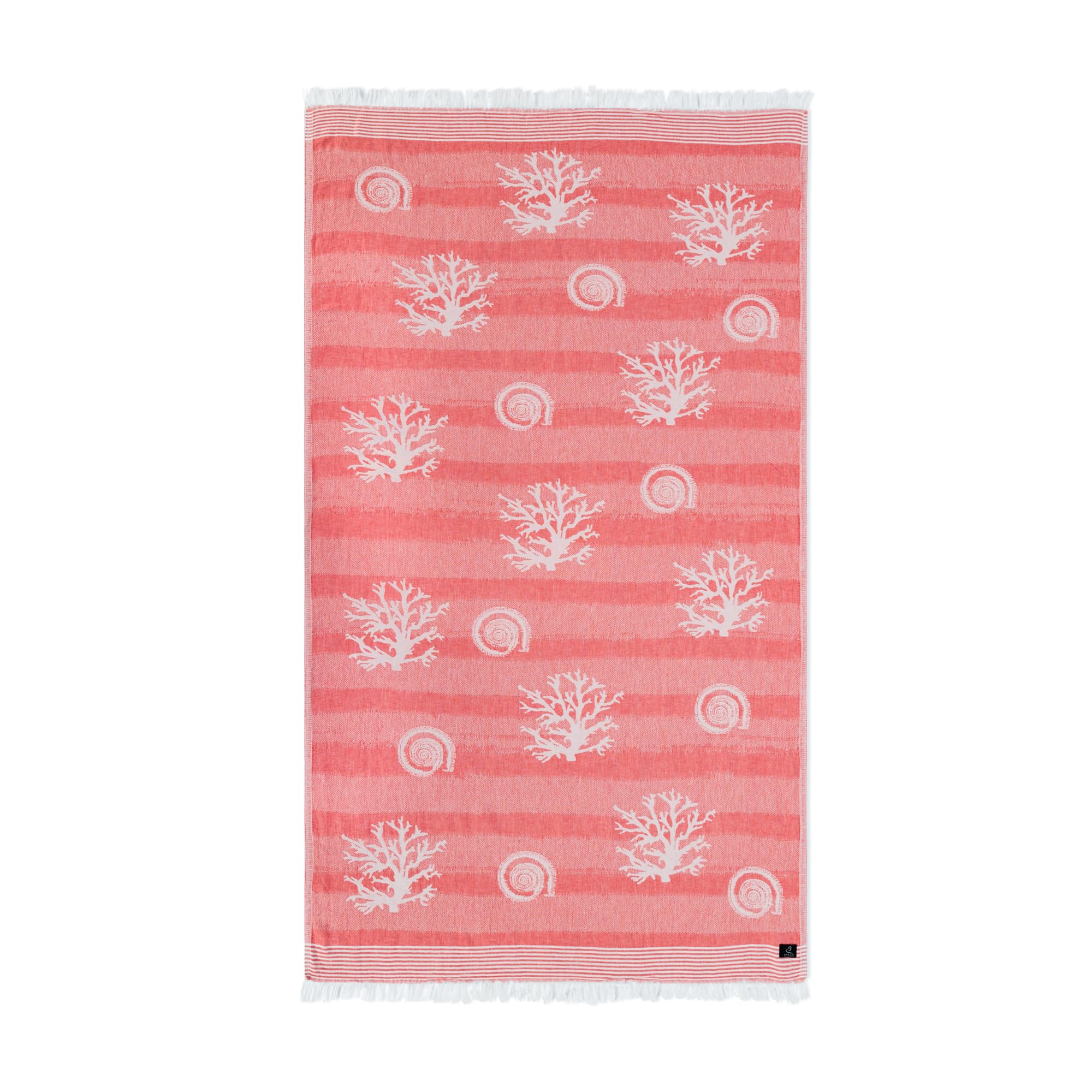 SEA LIFE Turkish Beach & Bath Towel -100% Cotton, Soft, Quick-Dry, Sand-Free, Lightweight, Compact, Thin, Travel-Friendly Hammam & Gift Towel (Coral)