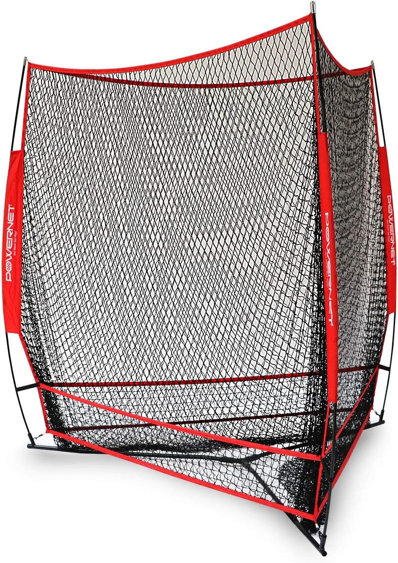 Triple Threat Baseball Net, 3 Way 7' x 7' Batting, Hitting & Pitching Net Covers 147 Sq Ft, Softball Baseball Training Equipment, Baseball Practice Net