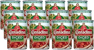Contadina Diced Tomatoes with Roasted Garlic, 14.5 oz (Pack of 12 Cans)