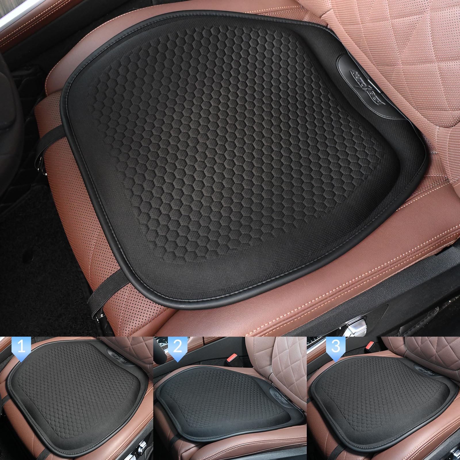 Cuscino in gel per auto, per sedili anteriori, in gel ortopedico, traspirante, rinfrescante, ergonomico, a nido d'ape, universale, per auto, sedia a rotelle