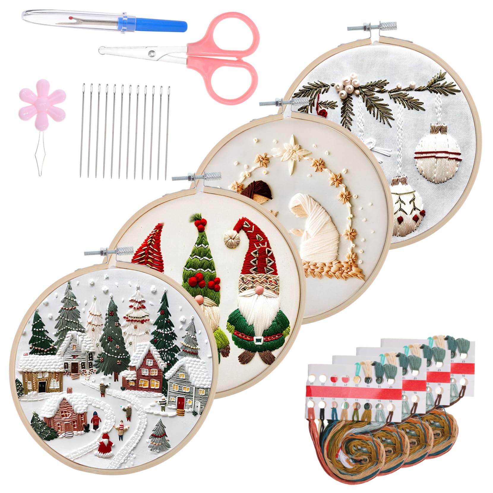 Operitacx Kit de Bordado Navideño y Adornos en Navidad para Principiantes Materiales Resistentes y Patrones Variados Adecuado para Manualidades