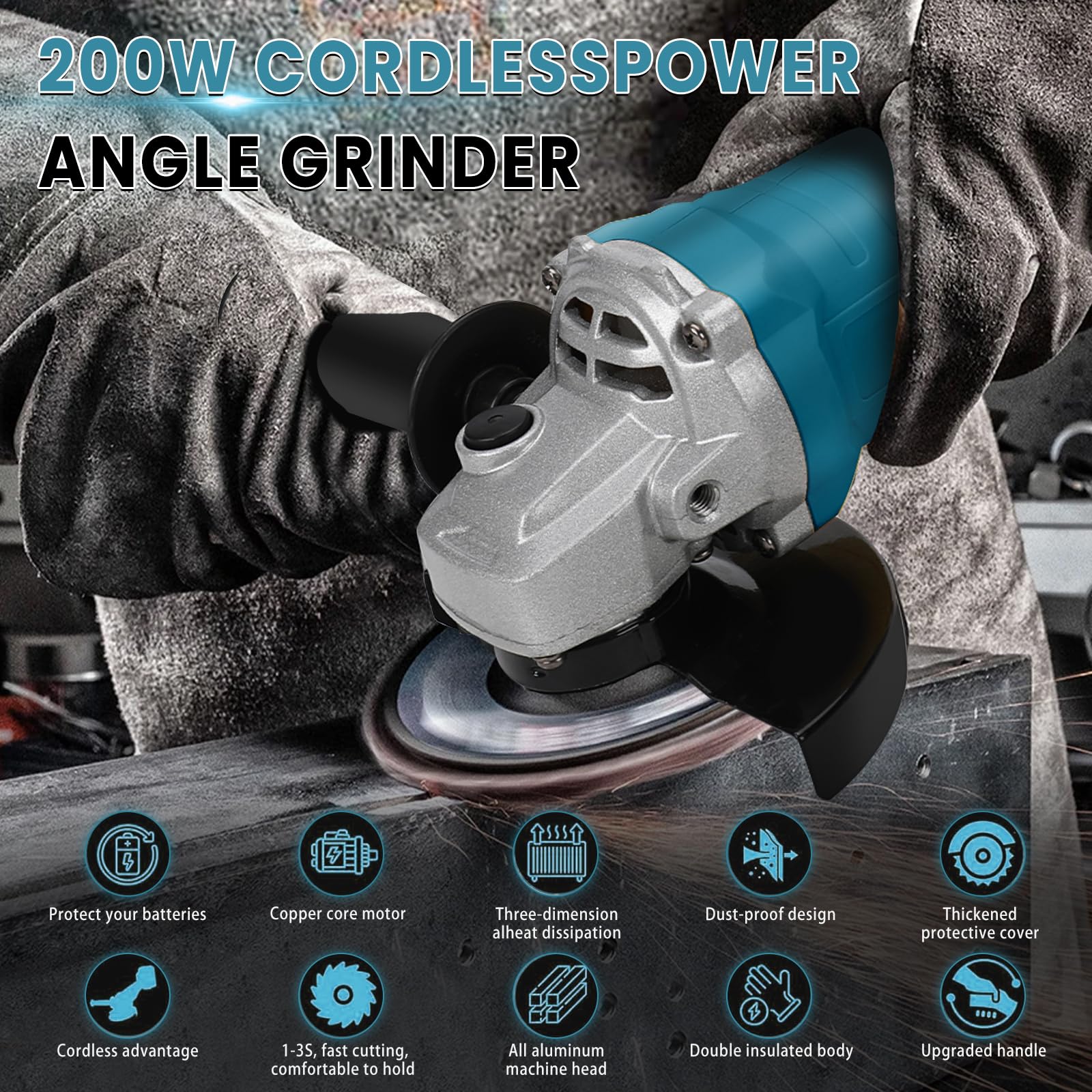 Smerigliatrice Angolare ONEVAN 76 Mm A Batteria - 20V, 2 Batterie 4.0Ah, Senza Spazzole - Foto 12