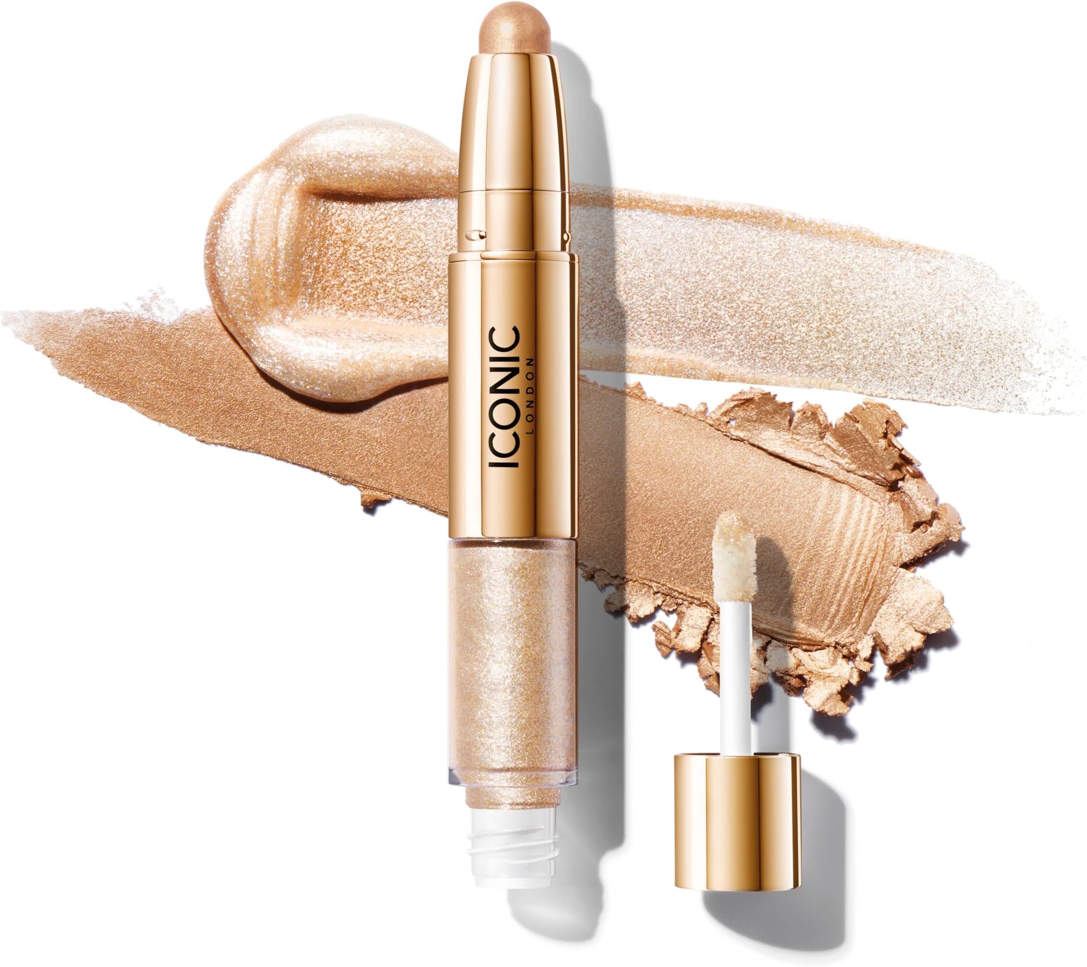 ICONIC Glaze Crayon Dual-Ended Glitter Eyeshadows | Glitter Eyeshadow Stick | Sparkling, Wet-Look Glazed Effect | Easy to Use | Champagne