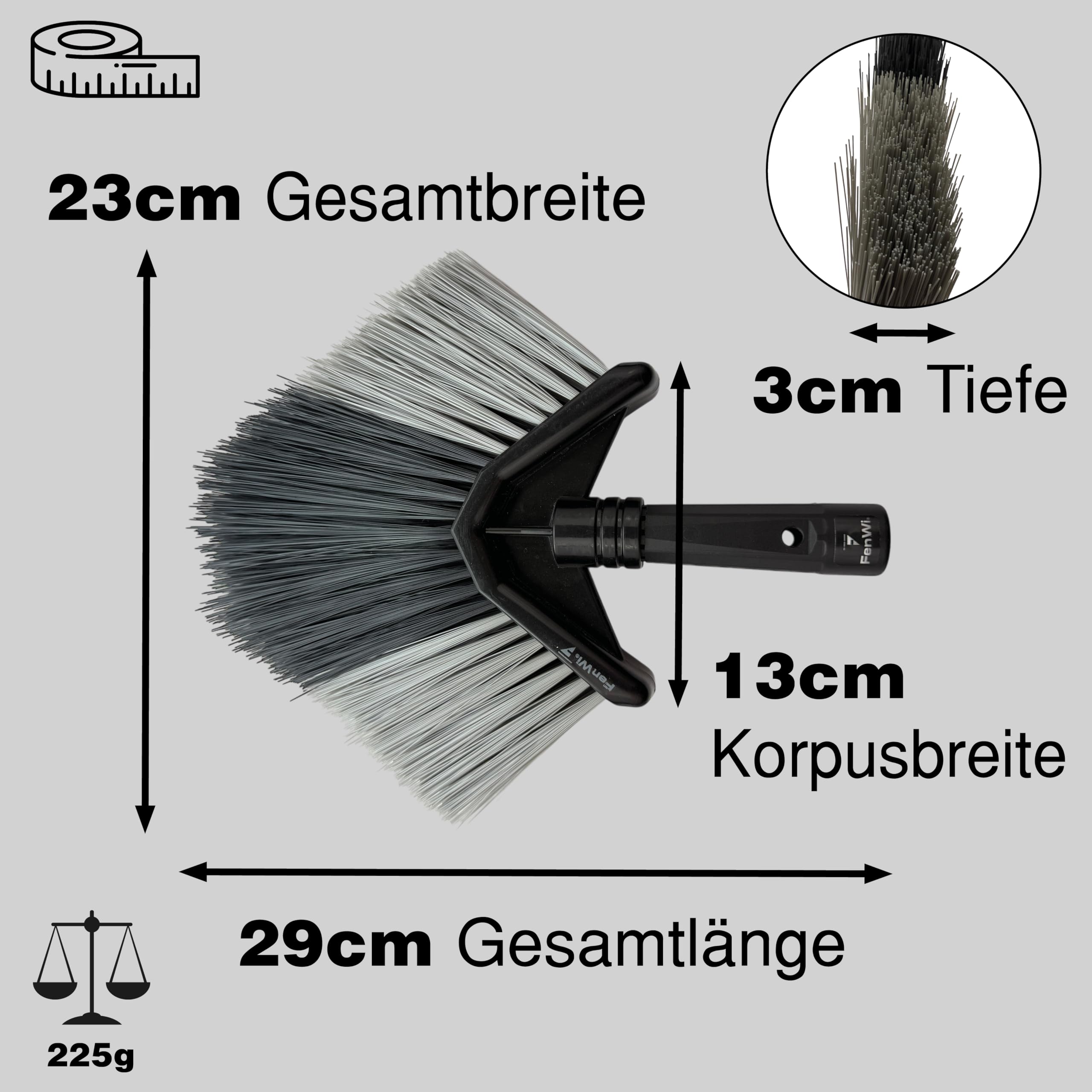 FenWi Eckbesen (Dreiecksbesen, Besen) als Zubehör und Erweiterung zu Teleskopstangen und Teleskop-Set`s