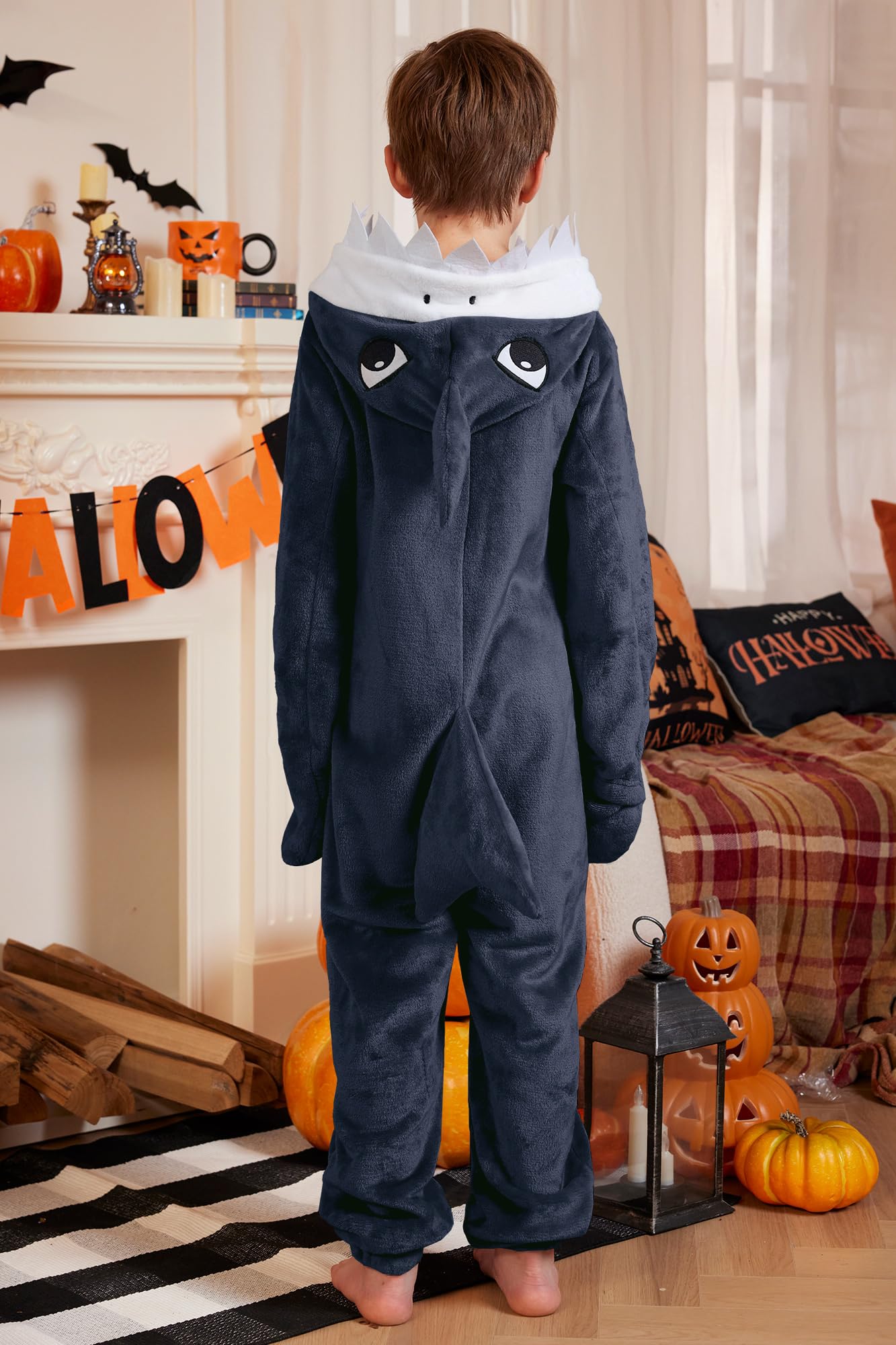 BesserBay Costume intero unisex per bambini, con cappuccio, per Halloween, 4-14 anni