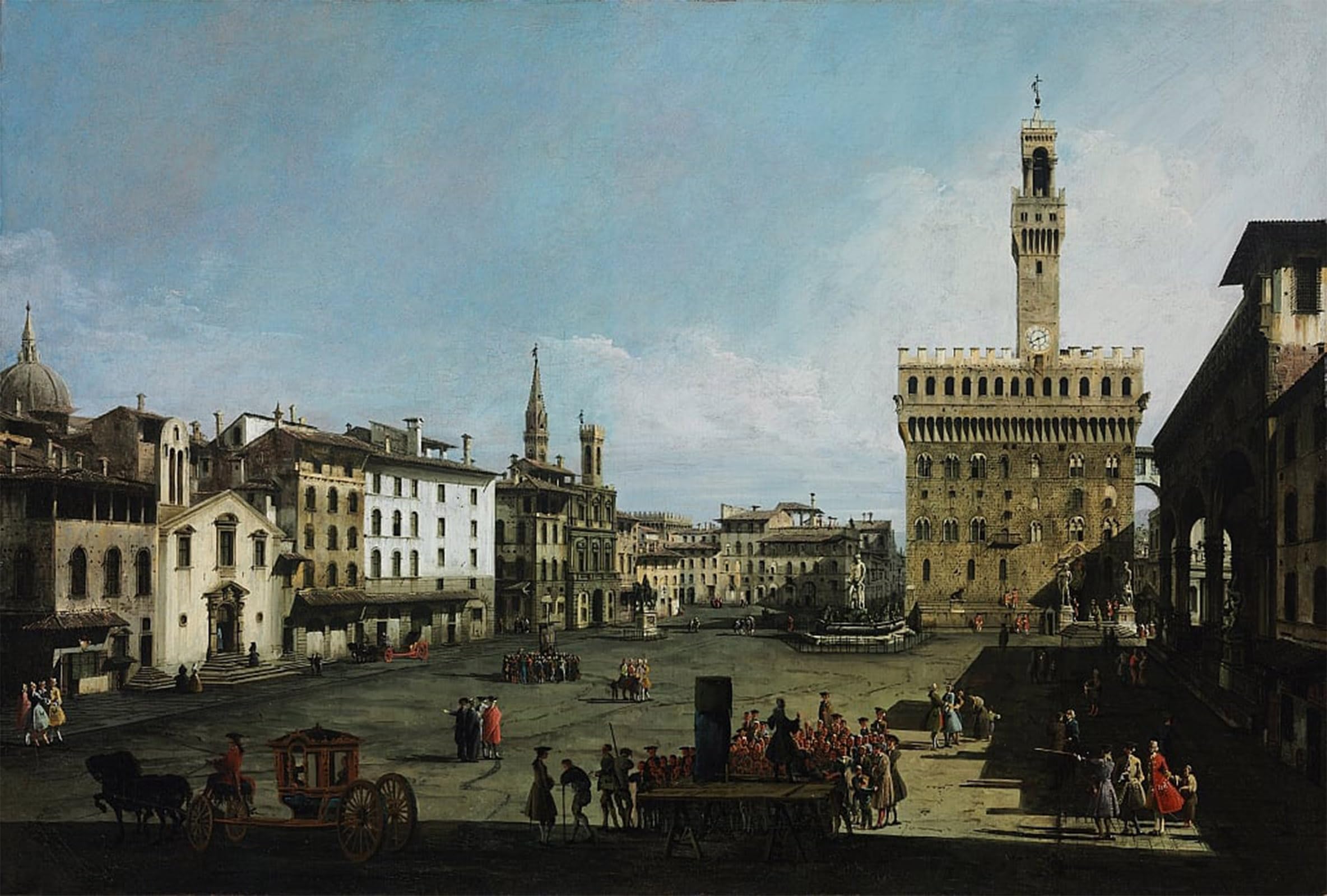 SERENDIPITP Vintage Picture Print on Canvas Wall Art Poster the Piazza Della Signoria in Florence by Bernardo Bellotto Artwork Print Poster for Wall Decor 60x90cm