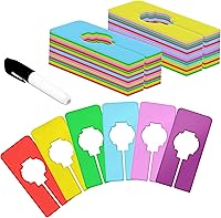 VANTASII 30-Pack Closet Rack Dividers - 6 Colors Writable Reusable Hanger Organizers with Marker for Sorting Clothes by Size, Color, Brand