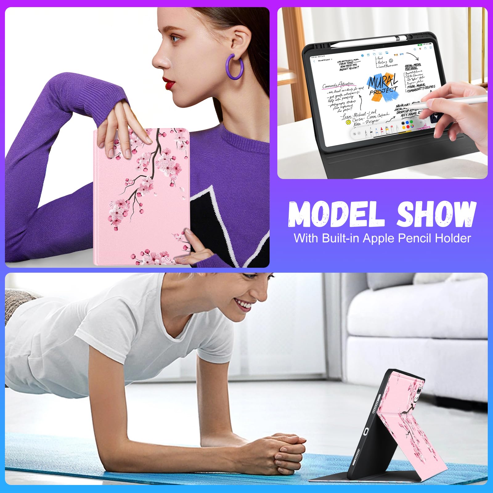 Uppuppy for iPad Pro 13 Inch Case 2024 - Cute Women Girls Folio