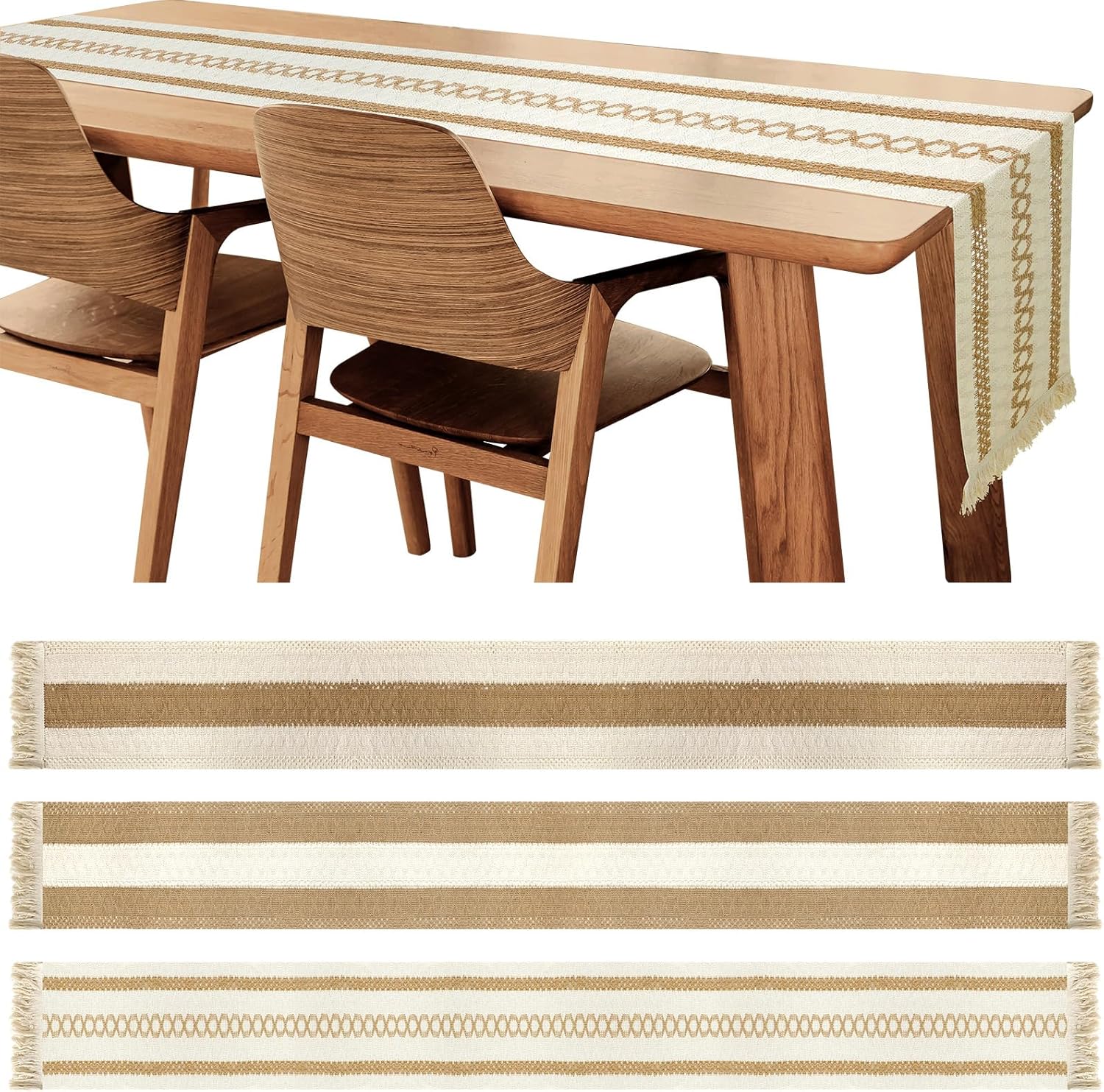 Bencailor 3 Pcs Boho Table Runner Rustic Table Runner with