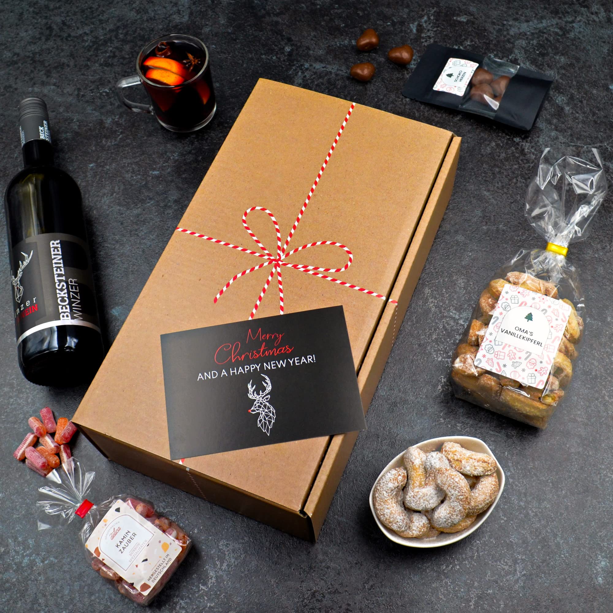 Glühwein Geschenkset „Nürnberg“ | Geschenkkorb mit Winzer Wein, Schokolade & Süßigkeiten | Geschenk Set zu Weihnachten