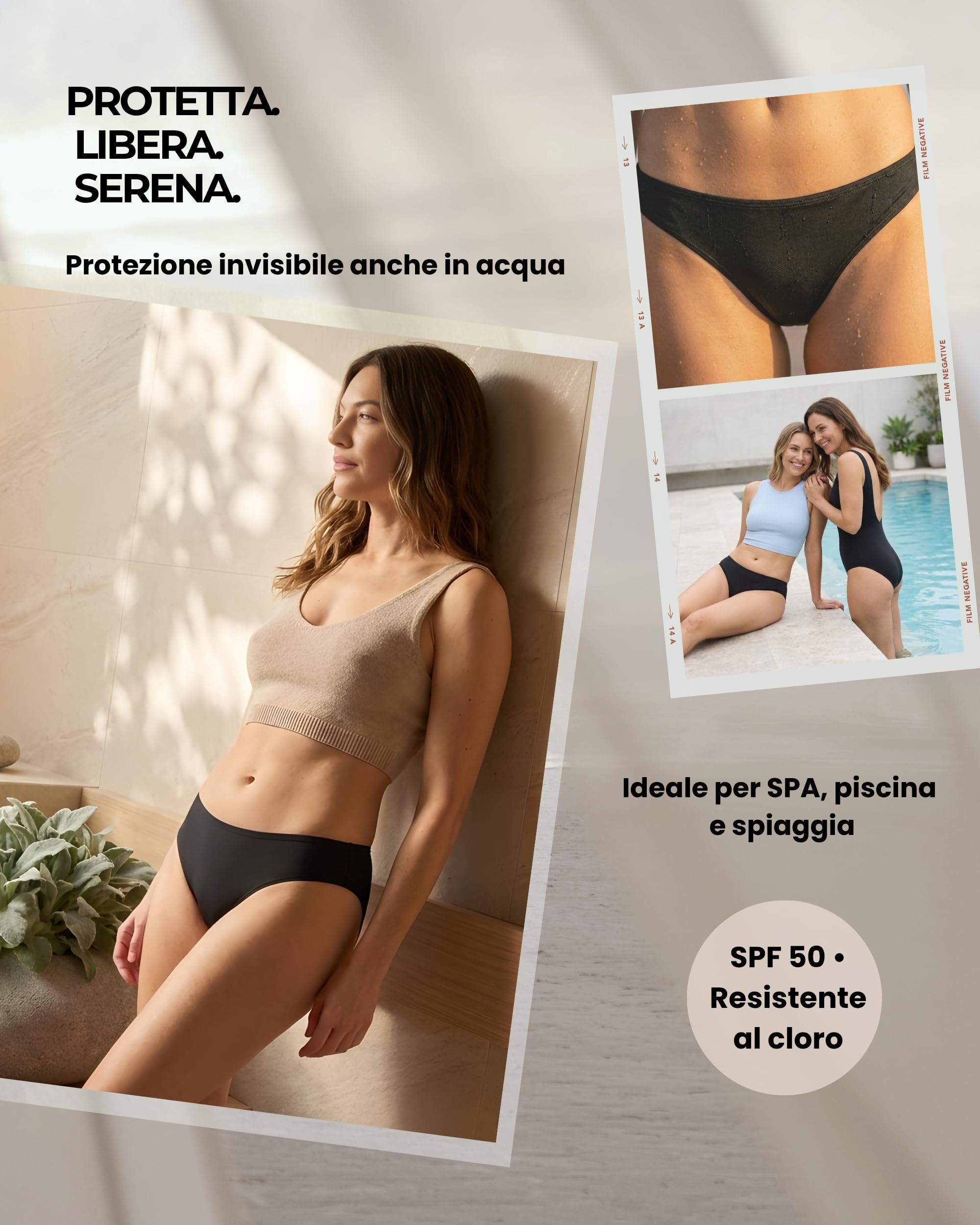 Costume da Bagno Mestruale per Donna & Ragazza | Tecnologia AquaSecure | Flusso Leggero a Moderato | Slip da Bagno Mestruale | OEKO-TEX | Anti-UV | Piscina, Mare & Nuoto | Riutilizzabile, Ecologico
