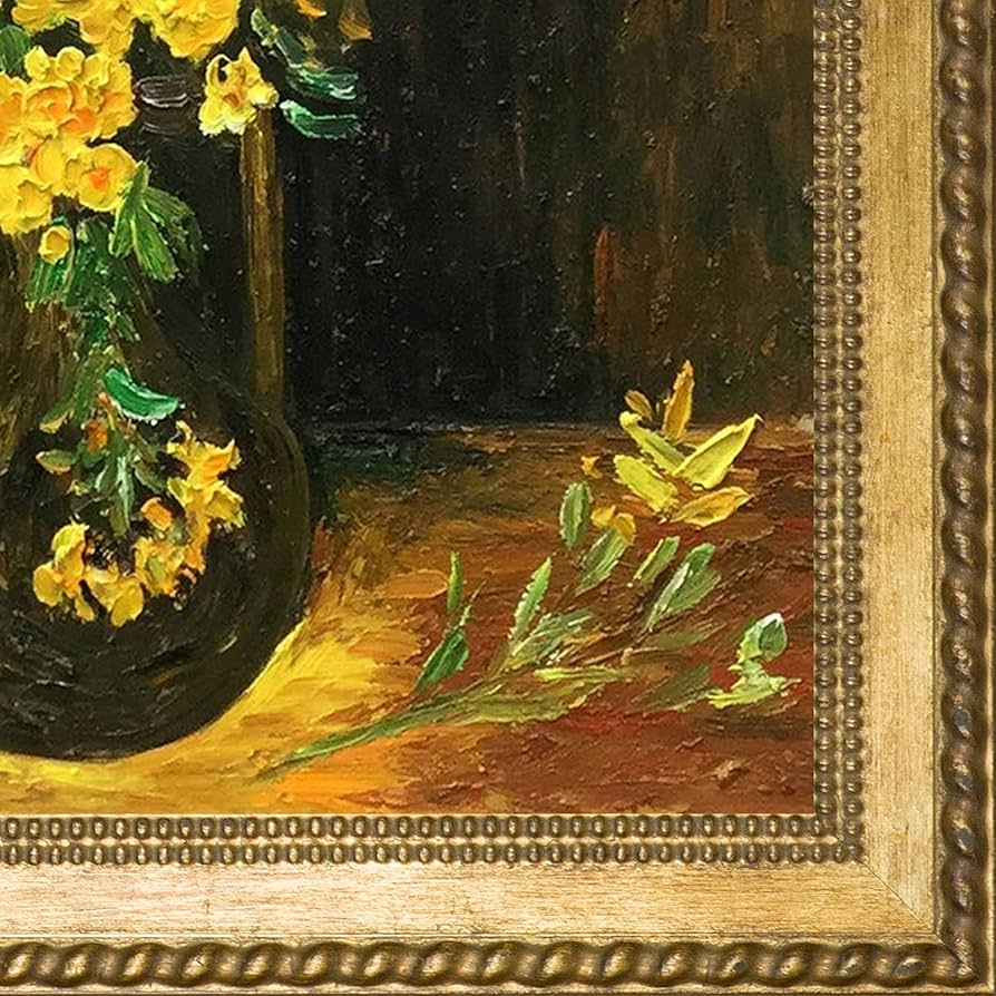 渡部ひできひまわり 油彩画 ゴールドフレーム 花瓶の花 油彩画 ゴールドフレーム 渡部ひできひまわり 油彩画