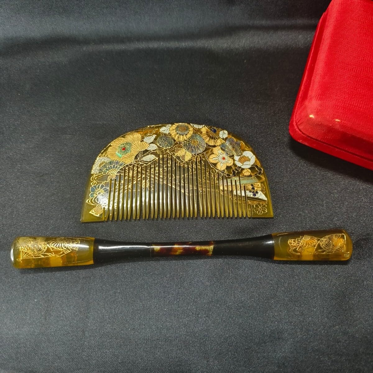 アンティーク蛍ピアス金蒔絵⑤笄簪櫛かんざし本鼈甲骨董明治
