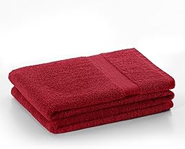 DecoKing Marina Serviette de bain 70 x 140 cm en coton de qualité 525 g/m² - Rouge foncé, bordeaux et rouge