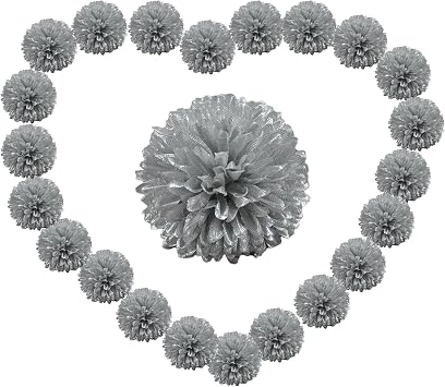 50pcs Faux Ball Chrysanthemum, Mini Mum Pom Pom Flowers Balls for Aesthetic Room Decor, Farmhouse Floral Arrangements Artificial Centerpiece Silver