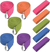 JOUTYFOR 10-Pack 8ft Yoga Straps for Stretching - Adjustable Metal D-Ring Buckle, Multi-Color for Yoga Pilates Fitness Therapy