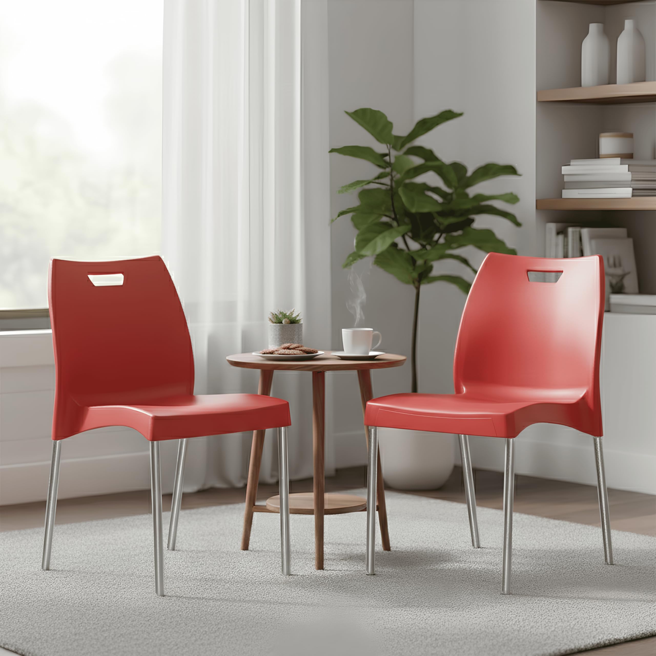 Munch Red Plastic Chair|for Living Room, Bed Room, Kitchen, Office Room, Outdoor|-image-32