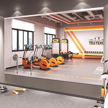 Amorho Gym Mirror 90x483pcs 48x30, Tempered Glass, Frameless Full Body Mirror for Home, Yoga Studios, Dance Rooms, Garage Gyms.