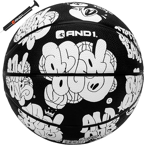 AND1 Toss Up 27.5 Basketball Youth Sized Rubber Streetball for Indoor and Outdoor Use, Deep Channel Construction and Durability, Ideal for Boys and